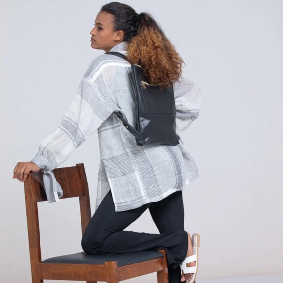 Miramar Leather Backpack- BLUE LEATHER main image 5